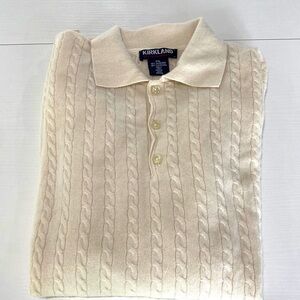 100% cashmere men’s cable knit polo sweater. Made in Italy 🇮🇹